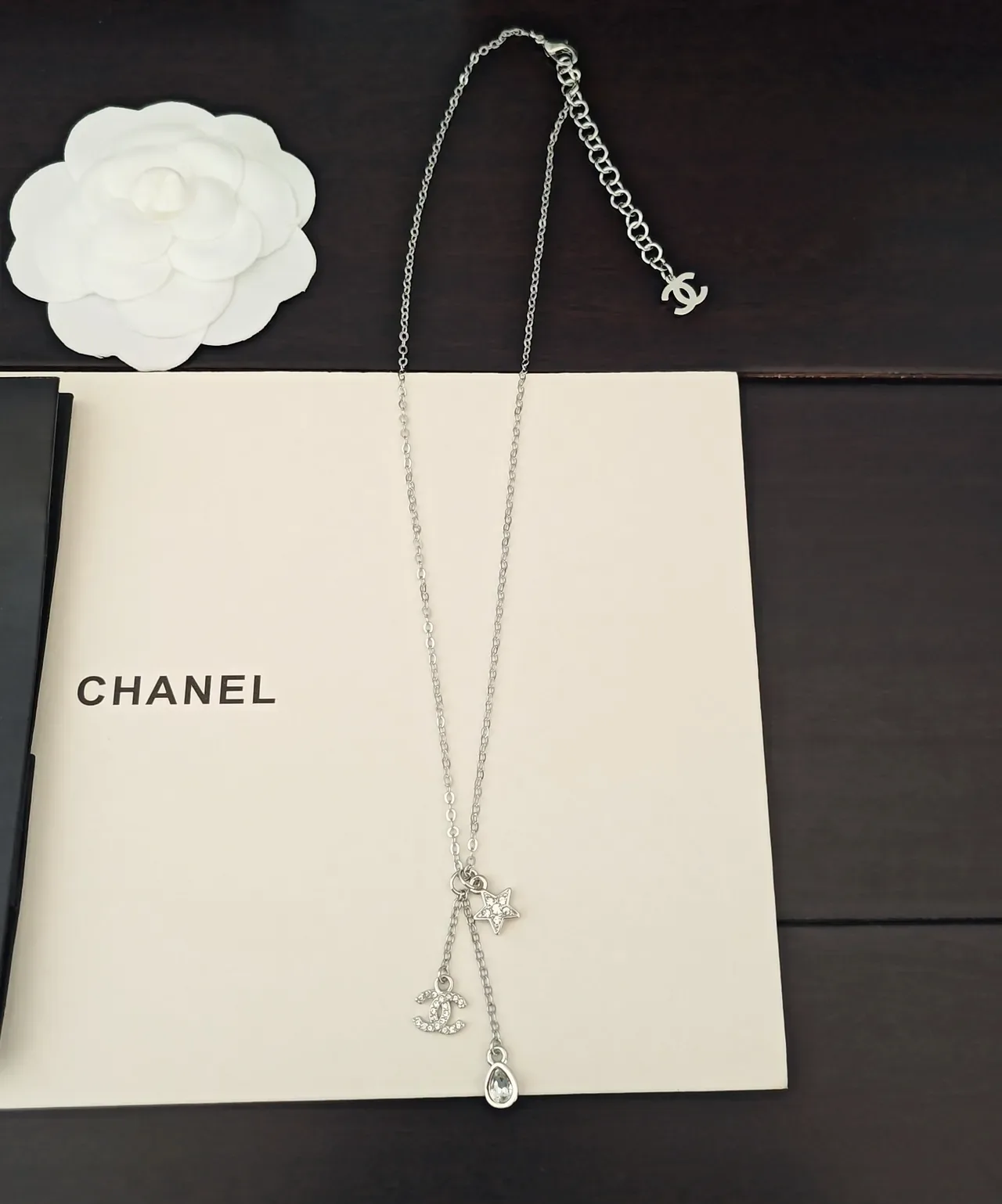 Chanel Multi-Charm Drop Silver Chain Necklace 5