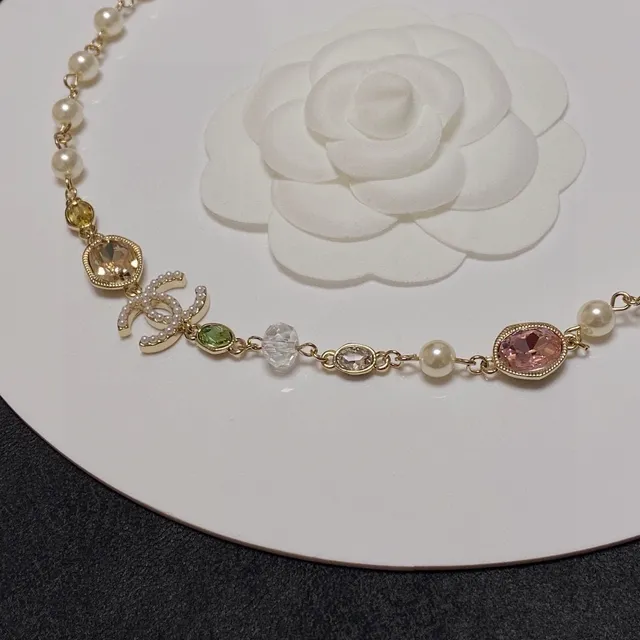 Chanel Pearl and Gemstone CC Logo Necklace 8