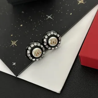 Chanel Perla CC Cristal-encrusted Negro Pendientes Stud