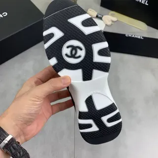 Chanel Runway Sneaker White Black Leather-and-Mesh Upper Dual-Tone Lacing System Chunky Sneakers
