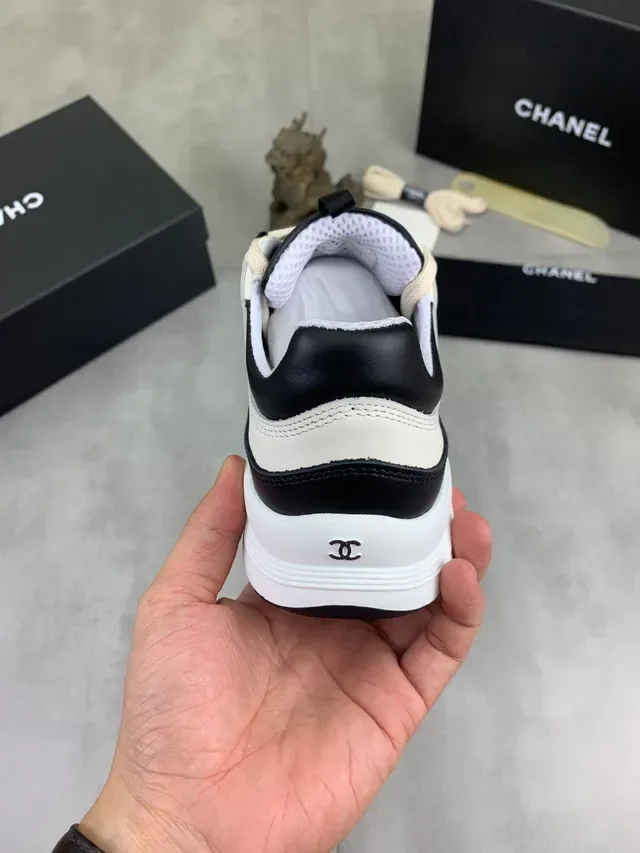 Chanel Runway Sneaker White Black Leather-and-Mesh Upper Dual-Tone Lacing System Chunky Sneakers 2