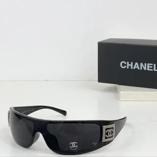 Chanel ঢাল শৈলী কালো রূপালী লপেটা সানগ্লাস