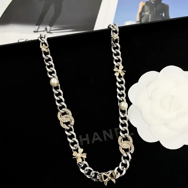 Chanel Silver Gold Chunky Curb Chain Two-Tone Metal Necklace 3