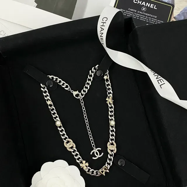 Chanel Silver Gold Chunky Curb Chain Two-Tone Metal Necklace 4
