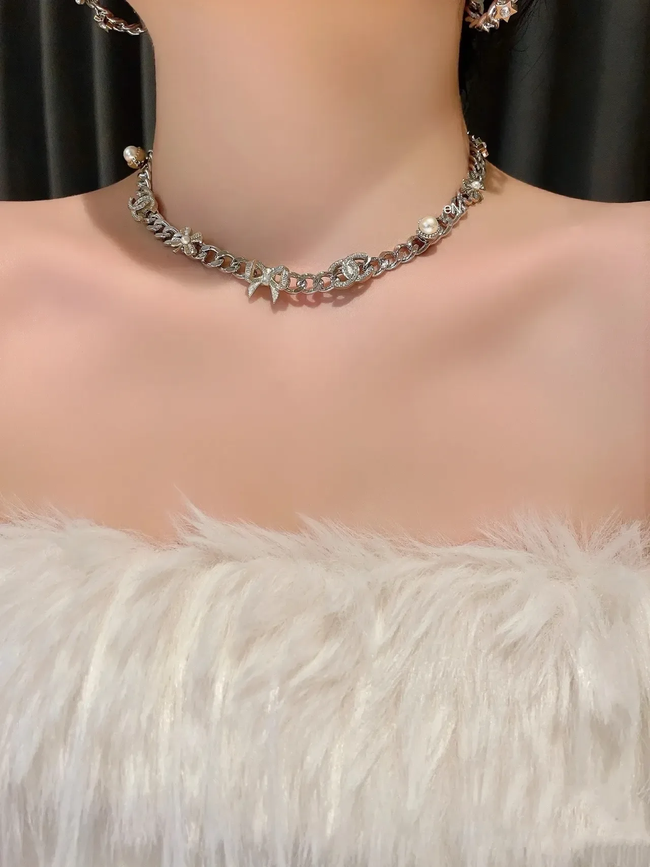 Chanel Silver Gold Chunky Curb Chain Two-Tone Metal Necklace 5