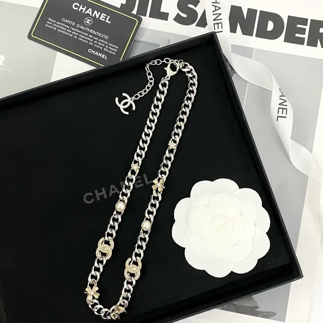 Chanel Silver Gold Chunky Curb Chain Two-Tone Metal Necklace 7