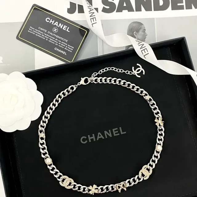 Chanel Silver Gold Chunky Curb Chain Two-Tone Metal Necklace 9