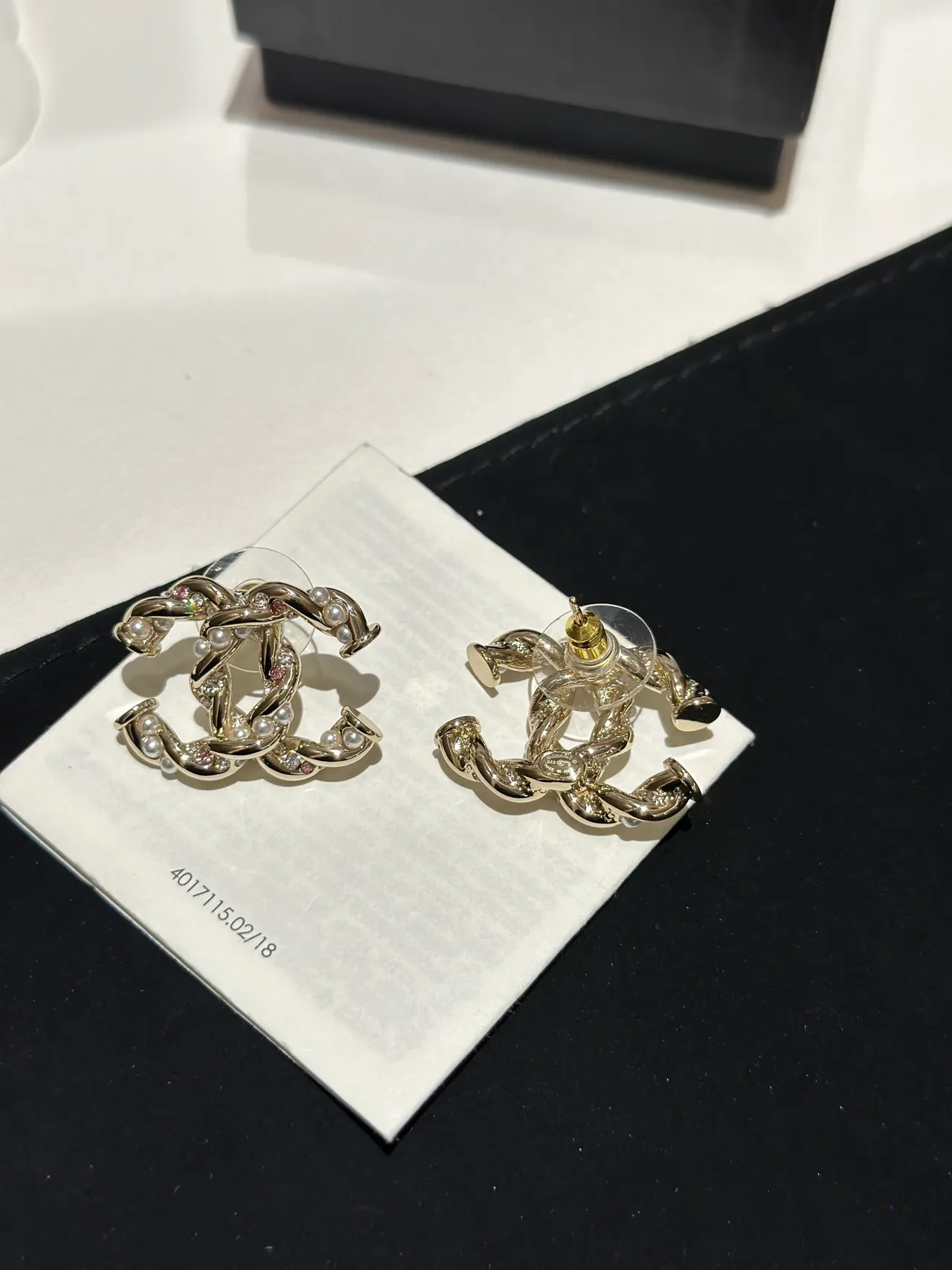 Chanel Twisted CC Pearl and Crystal Earrings 4