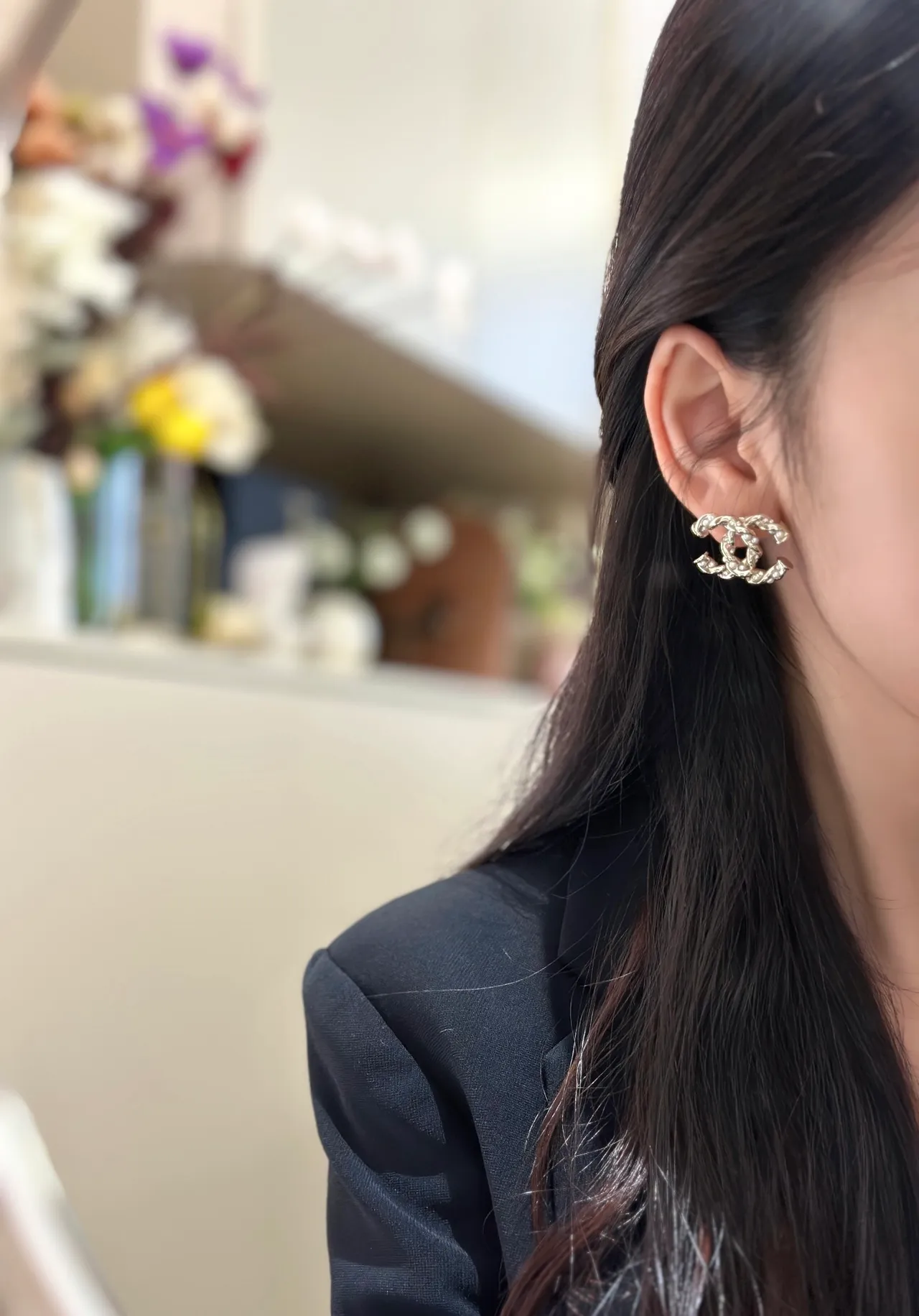 Chanel Twisted CC Pearl and Crystal Earrings 6