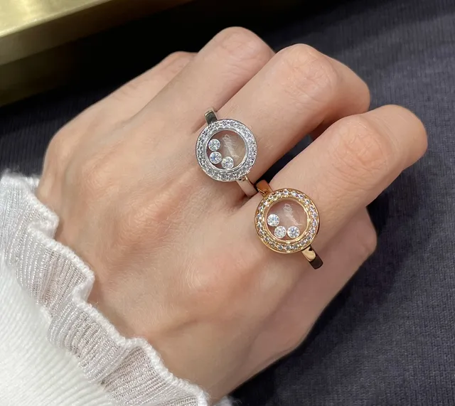 Chopard Happy Diamonds Pavé Halo Anillo de Diamante Flotante 9