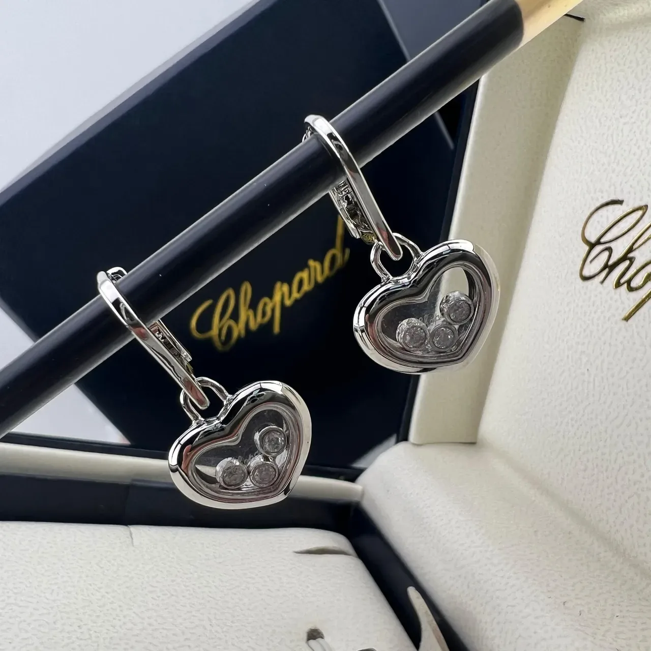 Chopard Happy Hearts Floating Diamond Heart Earrings 6