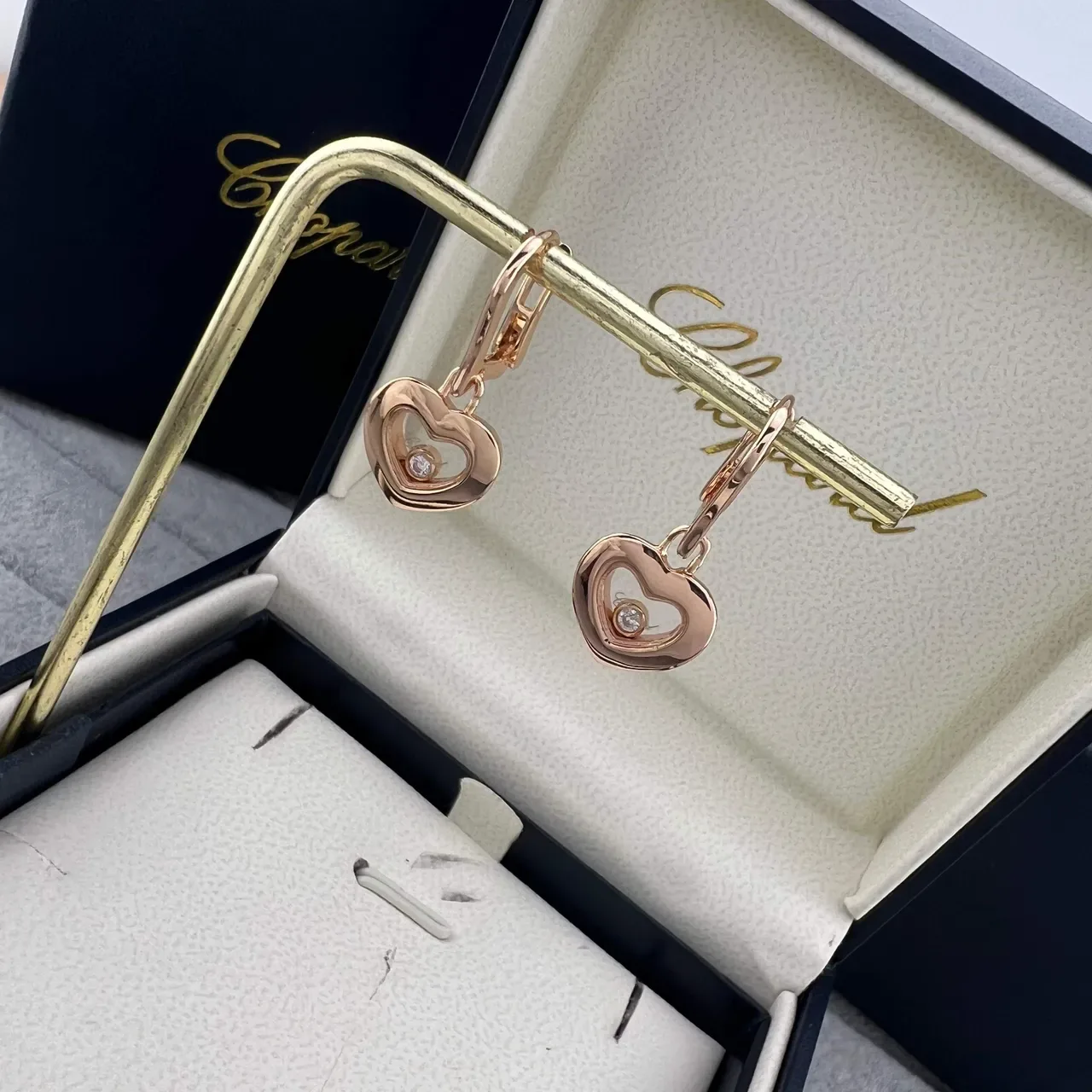Chopard Happy Hearts Heart-Shaped Mobile Diamond Earrings 3