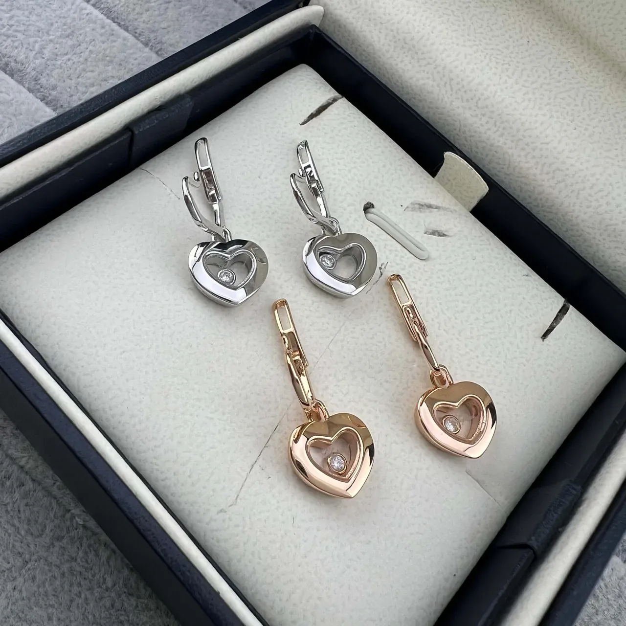 Chopard Happy Hearts Heart-Shaped Mobile Diamond Earrings 5