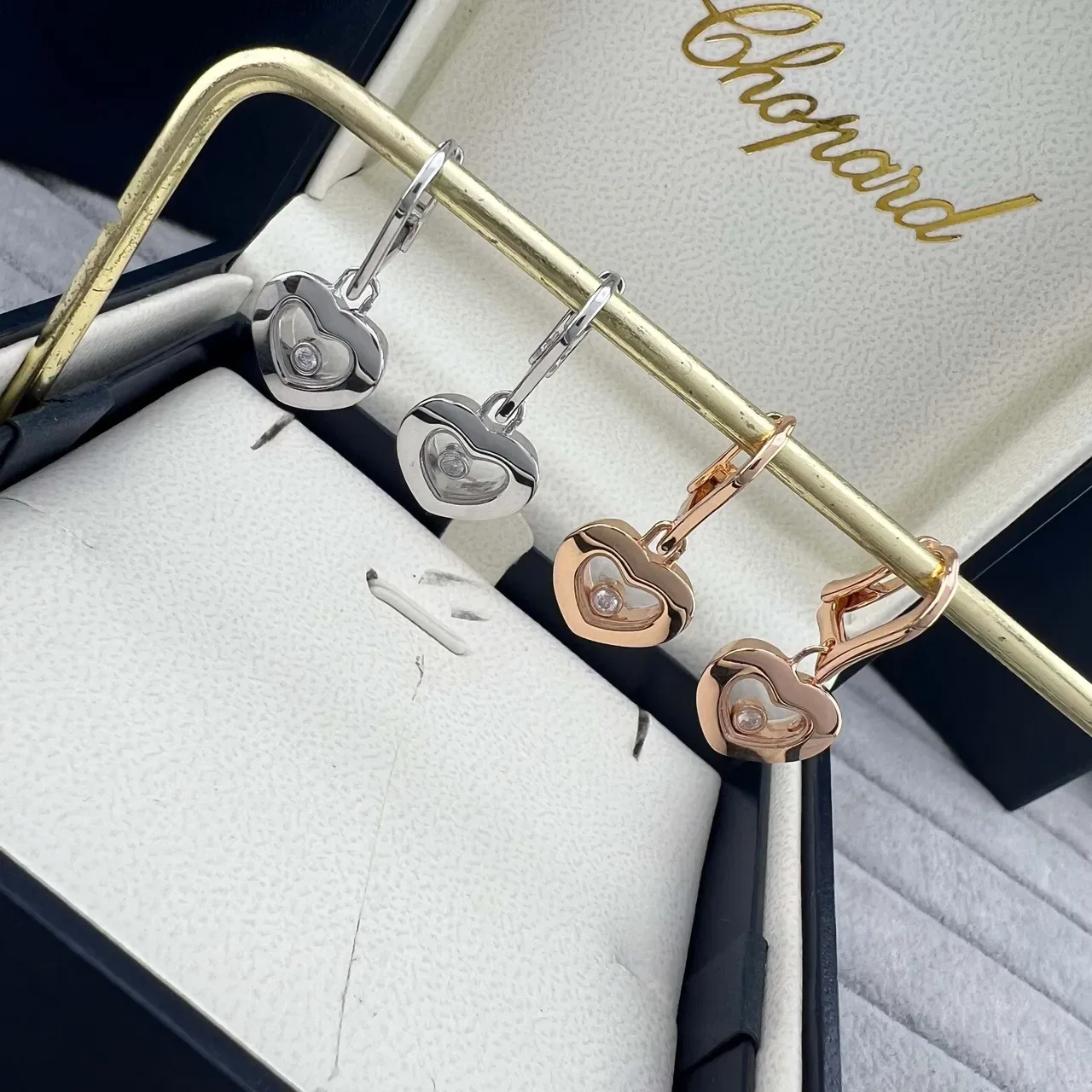 Chopard Happy Hearts Heart-Shaped Mobile Diamond Earrings 6