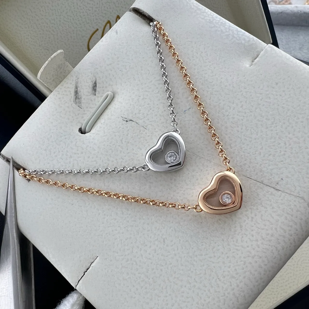 Chopard Happy Hearts Rose Gold and White Gold Heart Pendant Necklaces 6