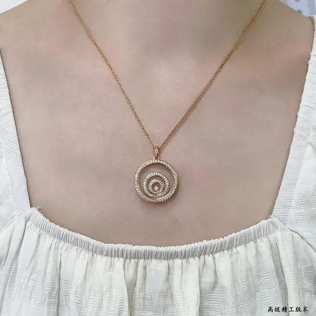 Chopard Happy Spirit Collier Or Noir Motif Spirale Disque Rotatif 8