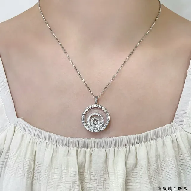 Chopard Happy Spirit Collier Or Noir Motif Spirale Disque Rotatif 9