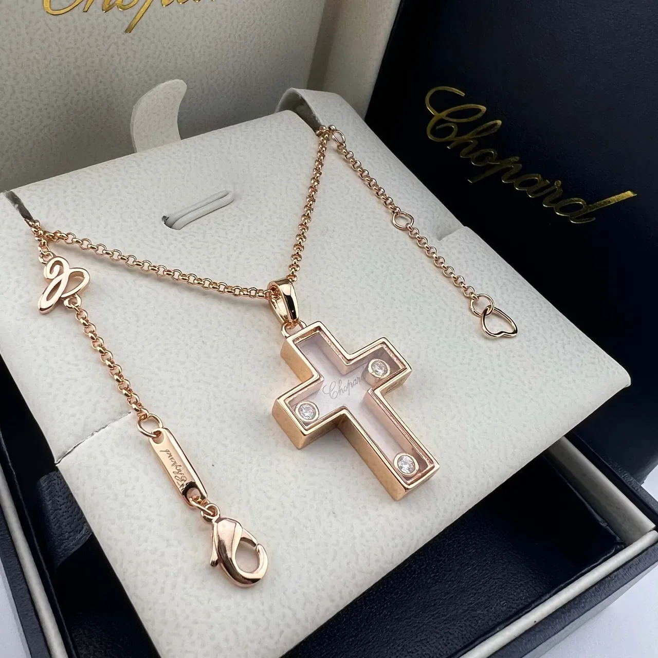 Chopard White Gold Cross Pendant Enamel-Filled Necklace 6