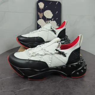 Christian Louboutin Spike Blancs Noirs Semelle Plateforme Talon Clouté Contrefort Chunky Sneakers