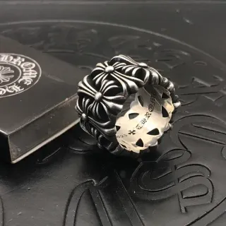 Chrome Hearts Chrysanthemum Wide Band Silver Ornate Ring