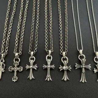 Chrome Hearts Cross and Dagger सिल्वर गॉथिक ऑर्नेट नेकलेस