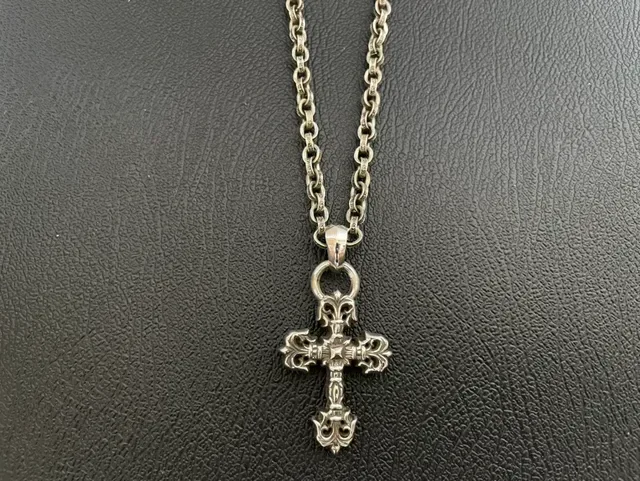 Chrome Hearts Cross and Dagger सिल्वर गॉथिक ऑर्नेट नेकलेस 7