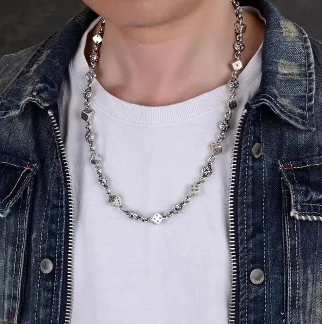 Chrome Hearts Dice Chain Bracelet Silver-Toned Metal Bracelet 3