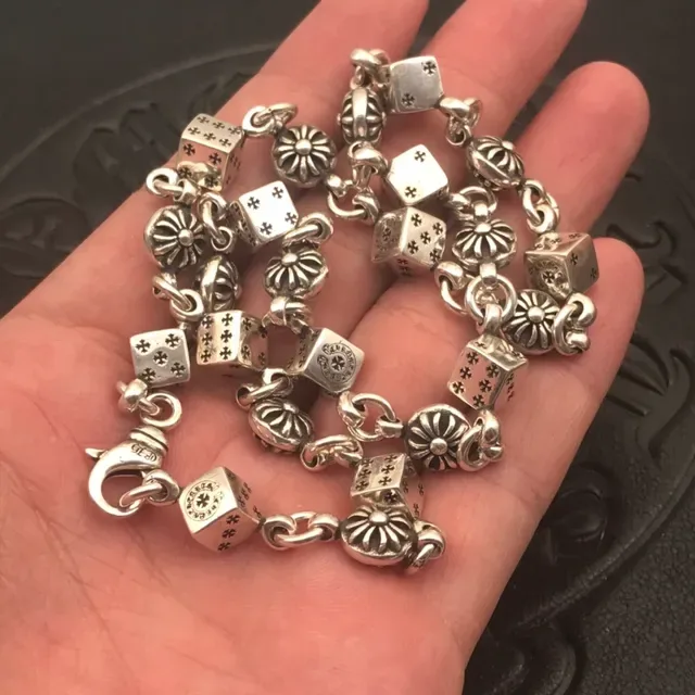 Chrome Hearts Dice Chain Bracelet Silver-Toned Metal Bracelet 4