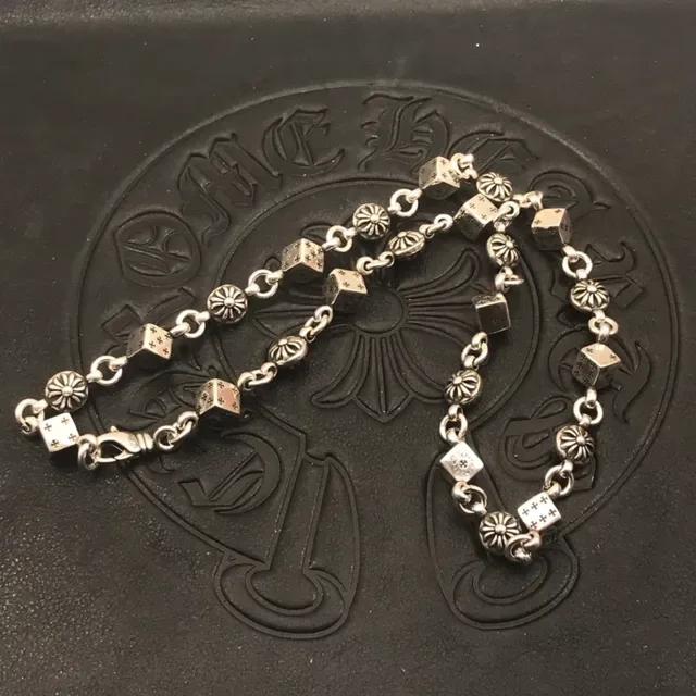 Chrome Hearts Dice Chain Bracelet Silver-Toned Metal Bracelet 6