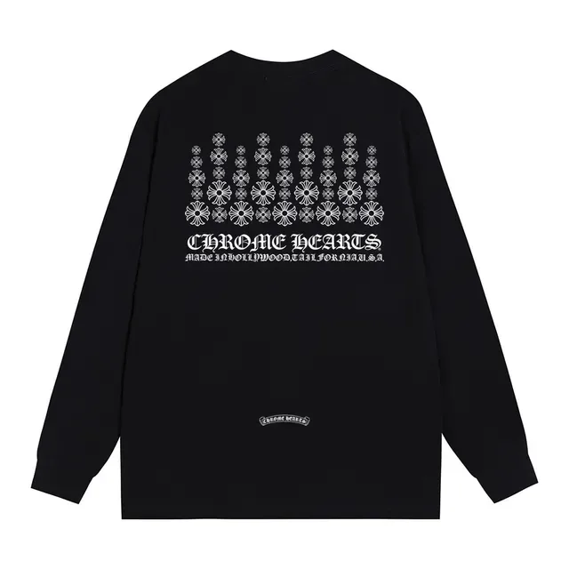 Chrome Hearts Floral Grid Graphic Black Long-Sleeve T-Shirt 5