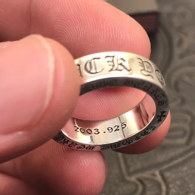 Chrome Hearts Logo Band Ring चाँदी उत्कीर्ण क्रॉस रिंग 2