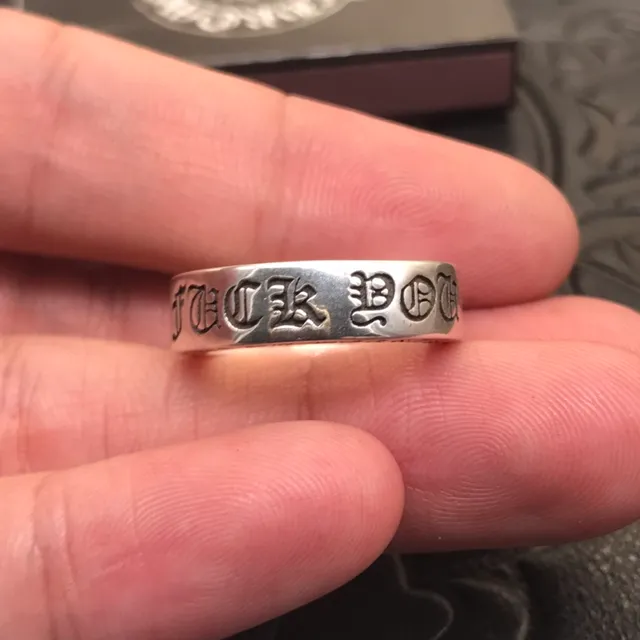 Chrome Hearts Logo Band Ring चाँदी उत्कीर्ण क्रॉस रिंग 3