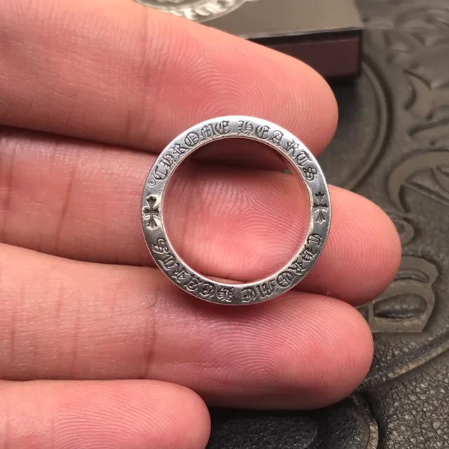 Chrome Hearts Logo Band Ring चाँदी उत्कीर्ण क्रॉस रिंग 4