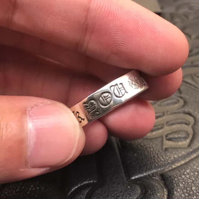 Chrome Hearts Logo Band Ring चाँदी उत्कीर्ण क्रॉस रिंग 5