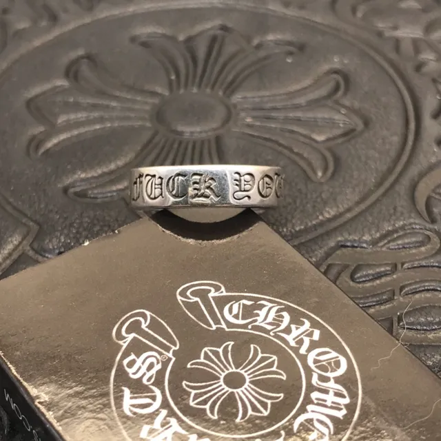 Chrome Hearts Logo Band Ring चाँदी उत्कीर्ण क्रॉस रिंग 7