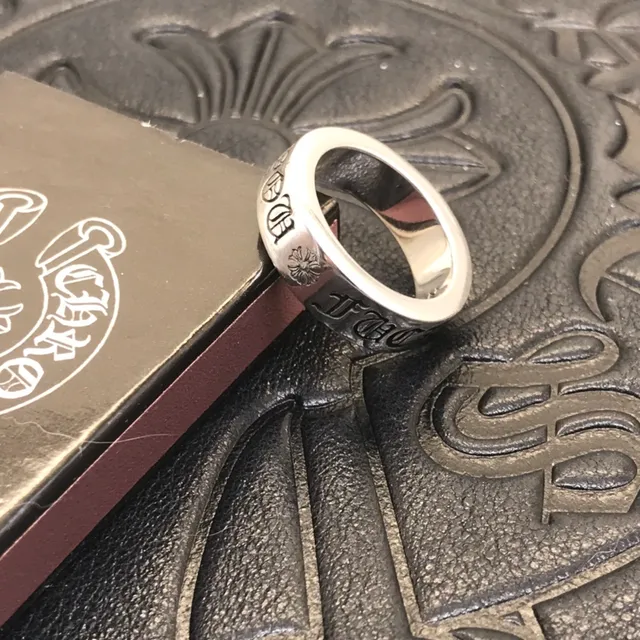 Chrome Hearts Logo Band Ring चाँदी उत्कीर्ण क्रॉस रिंग 8
