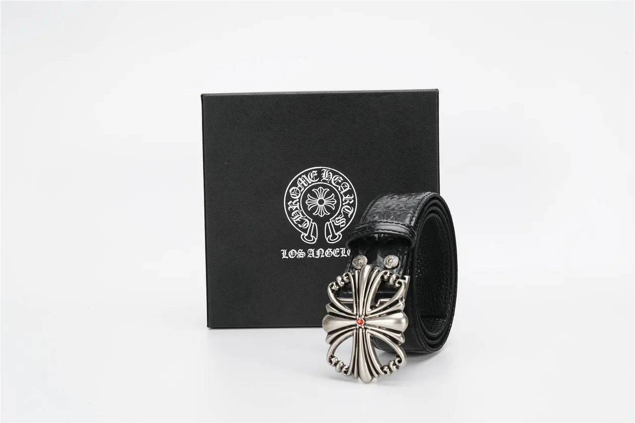 Chrome Hearts 马耳他十字 黑色鳄鱼皮皮带 5