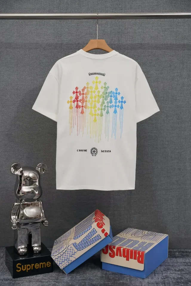 T-shirt noir Chrome Hearts brodé croix arc-en-ciel 2