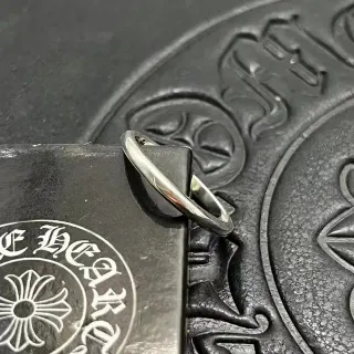 Chrome Hearts Silver Black Smooth Polished Band Minimalist Dome Profile Ring