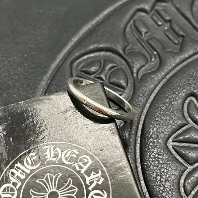 Chrome Hearts Silver Black Smooth Polished Band Minimalist Dome Profile Ring 7