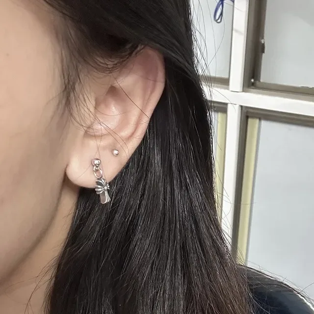 Chrome Hearts Silver Gold Cross-Shaped Bolted Hardware Earrings 3