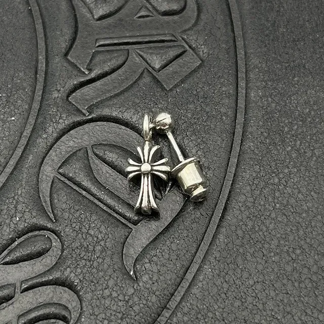 Chrome Hearts Silver Gold Cross-Shaped Bolted Hardware Earrings 5