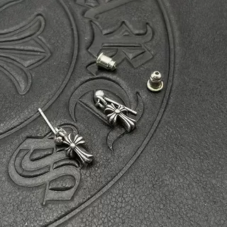 Chrome Hearts Silver Gold Cross-Shaped Bolted Hardware Earrings 7