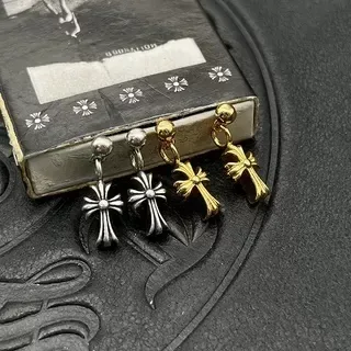 Chrome Hearts Silver Gold Cross-Shaped Bolted Hardware Earrings 9
