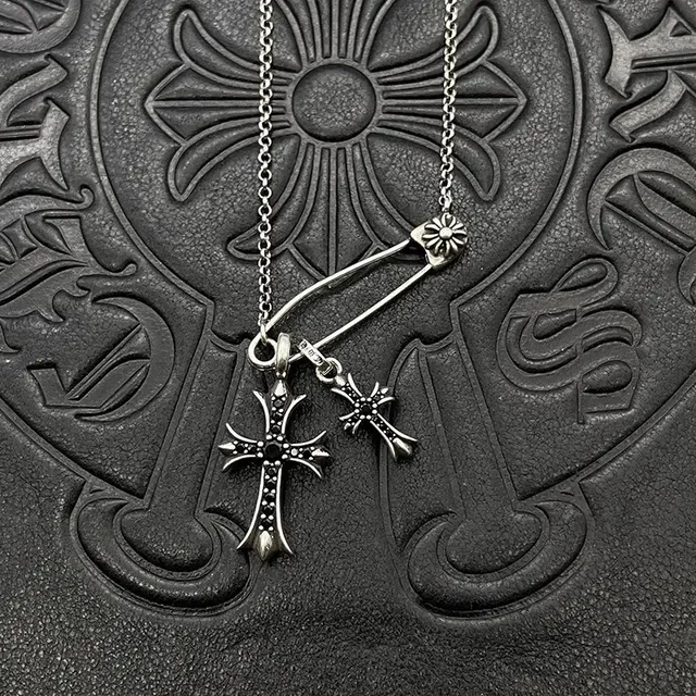 Chrome Hearts Silver Pink Gothic Ornate Necklace 2