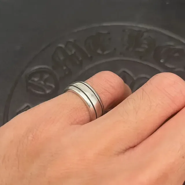 Chrome Hearts Anillo Spinner Giratorio de Tres Capas Plateado 3