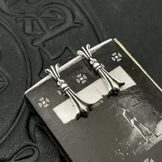 Chrome Hearts Tassel Earring Silver Metal Floral-Stamped Earrings