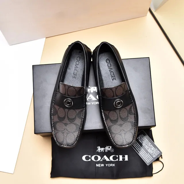 Coach أسود بني مونوغرام كانفاس جلد تقليم لوفر 9