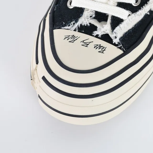Converse Black Beige Frayed Raw-Edge Collar Layered Platform Sole Lifestyle Sneakers 5