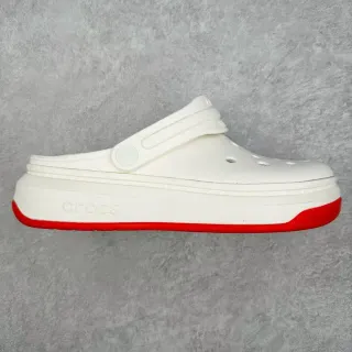 Crocs Echo White Red Platform Sole Adjustable Strap Clog